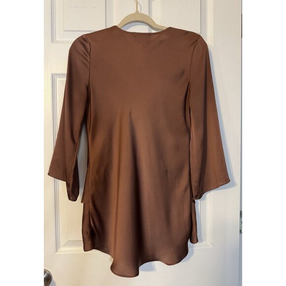 Joseph Ribkoff Top 2 XS Brown Tiered Cowl Neck Long Sleeve $185 - Picture 13 of 13